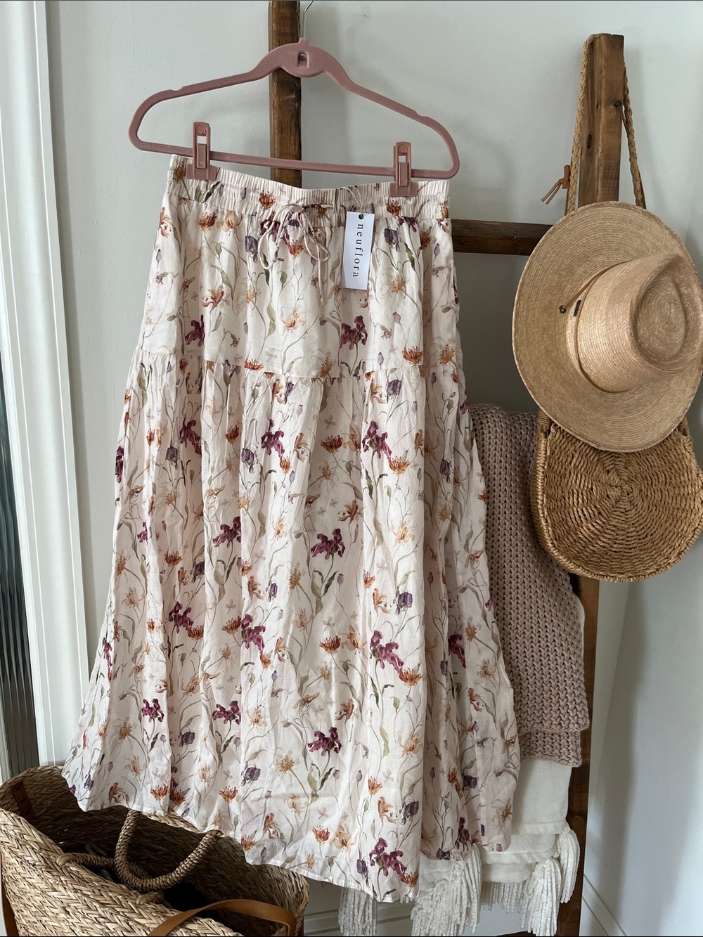 Neuflora Paloma Floral Cotton Tiered Maxi Skirt XL NWT - Picture 4 of 4
